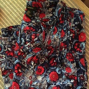 Floral red and blue drawstring tunic